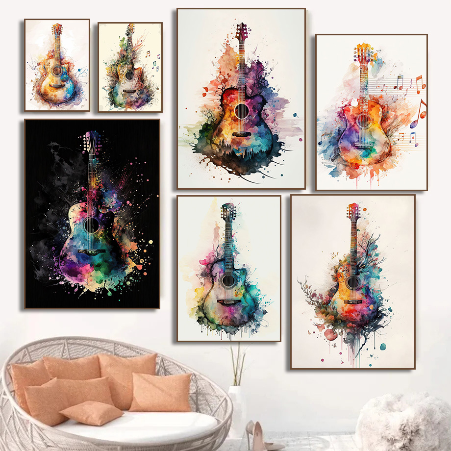 Picture Of Musical Instrument - Instrumen Musik Poster seni cat air