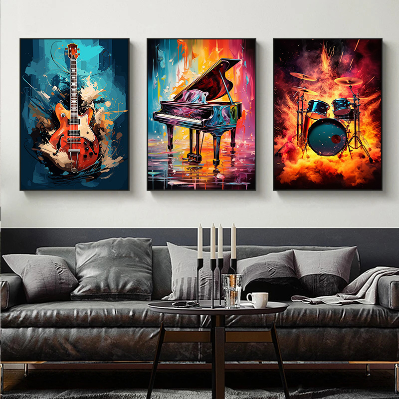 Seni Abstrak Berwarna-warni Ta - Picture Of Musical Instrument ulasan dan harga